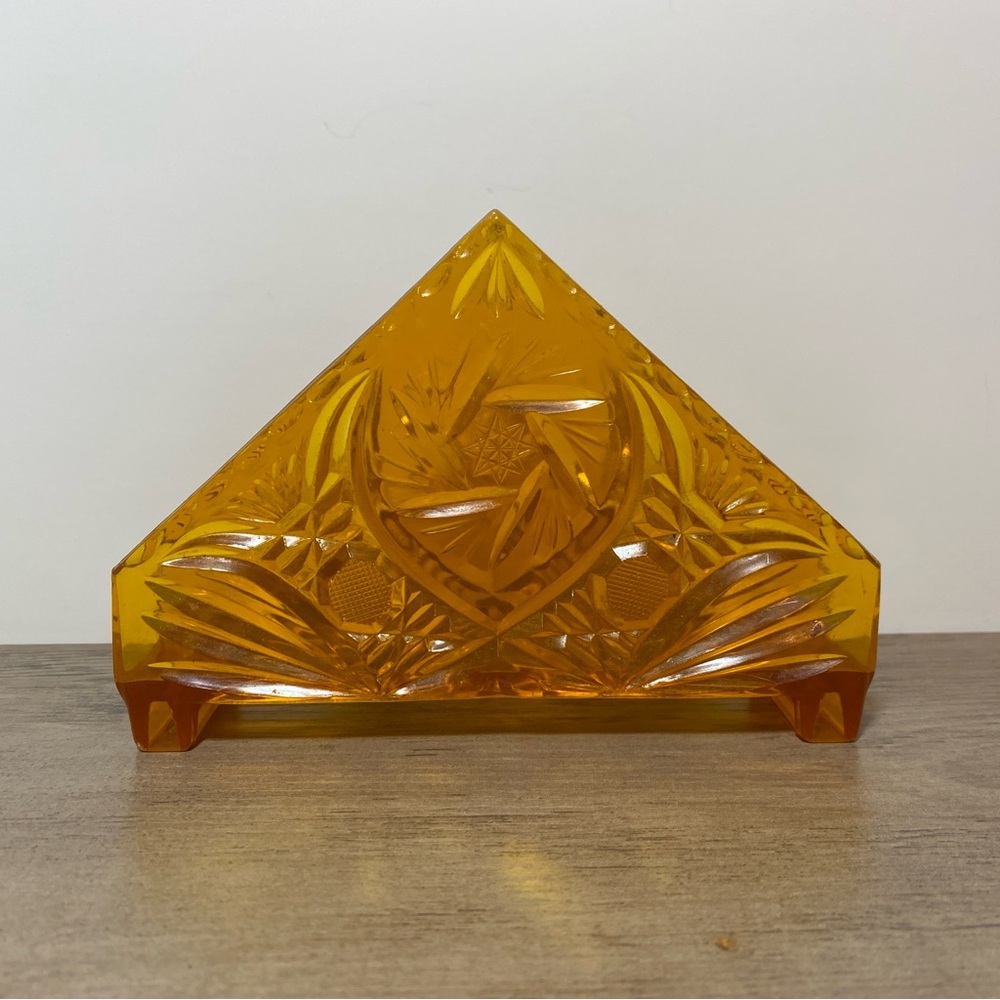 Amber Plastic Art Deco Napkin Holder